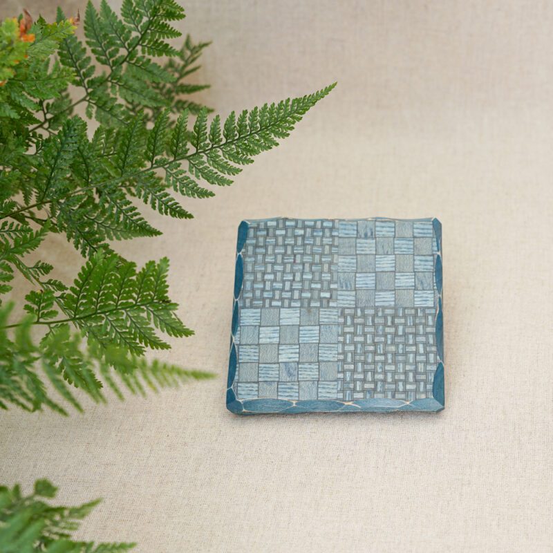 藍染波浪邊無框/正方茶托：圖片 4