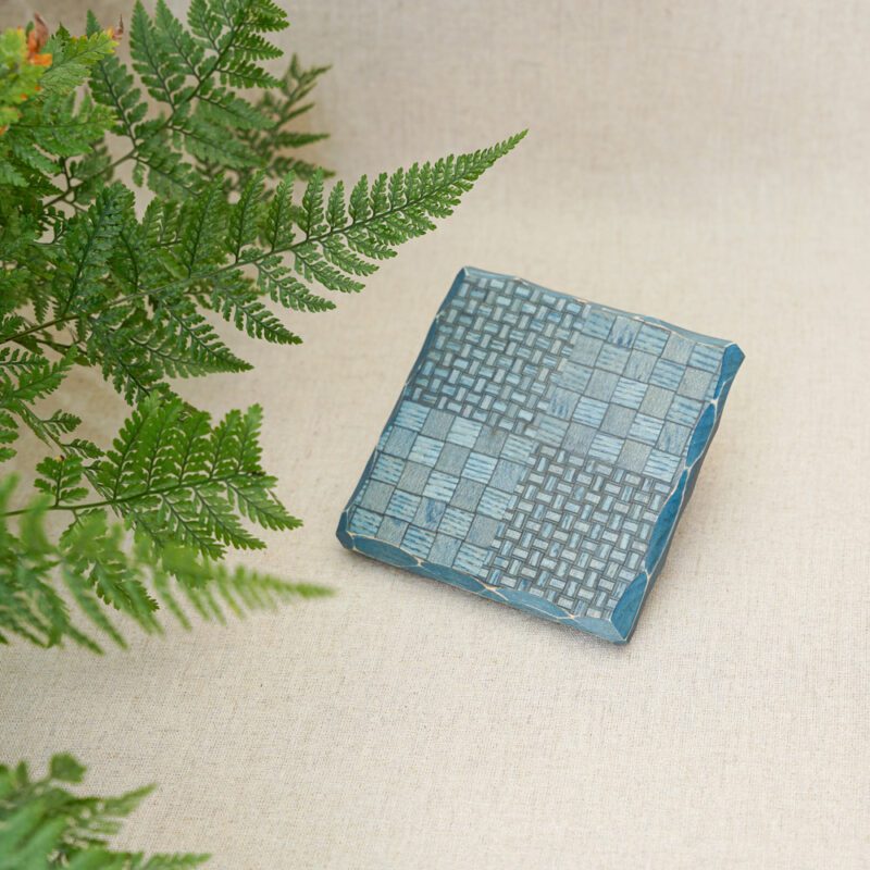 藍染波浪邊無框/正方茶托：圖片 2