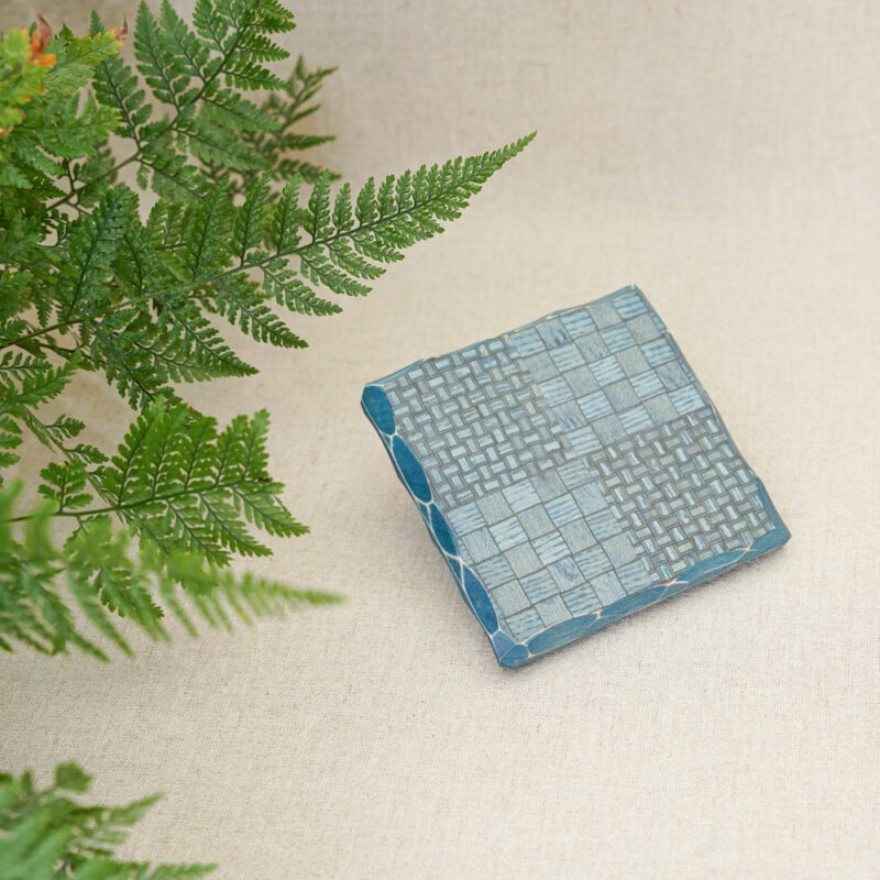 藍染波浪邊無框/正方茶托：圖片 5