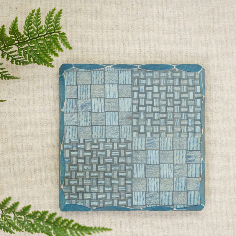 藍染波浪邊無框/正方茶托